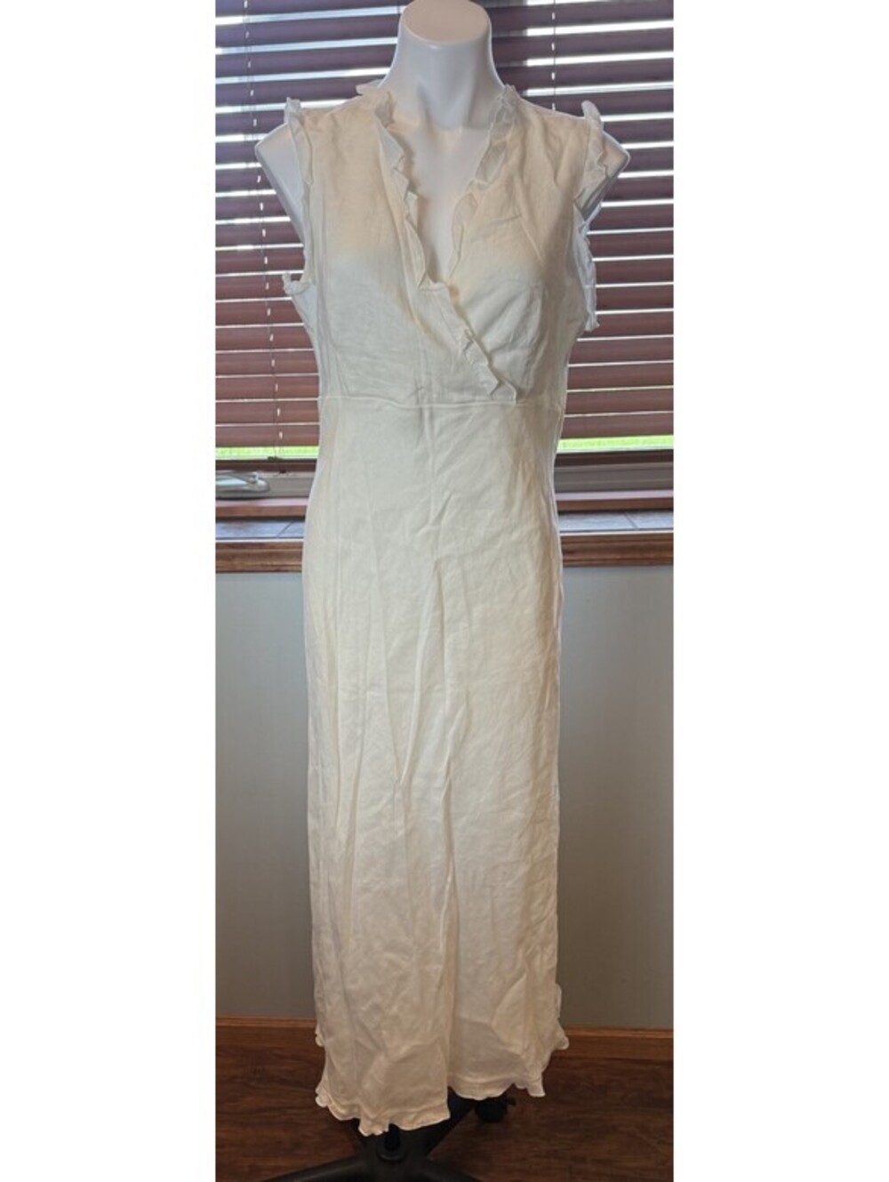 Jillian Jones Lined Maxi Dress Ruffle Neck Sleeveless Cottagecore Bridal 10